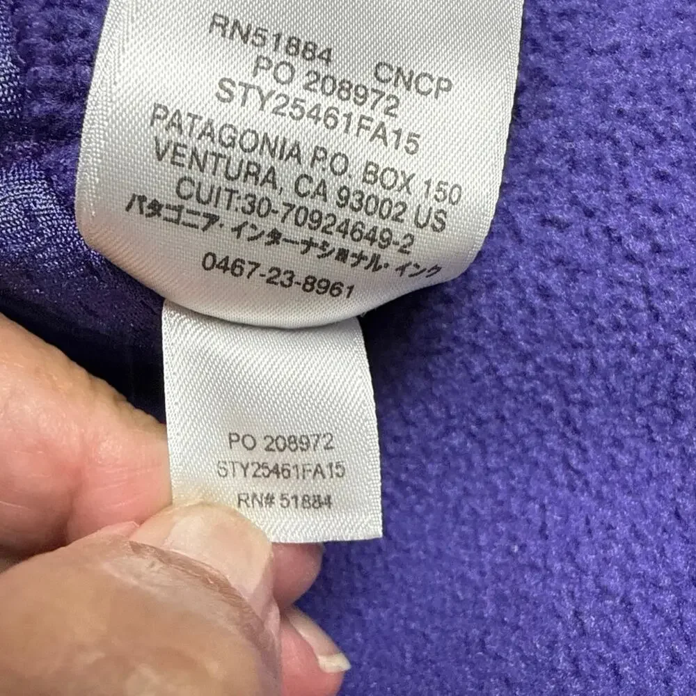 Patagonia Men’s Size Large Synchilla Snap-T Hoodie Green Purple Blue Fleece Gorp